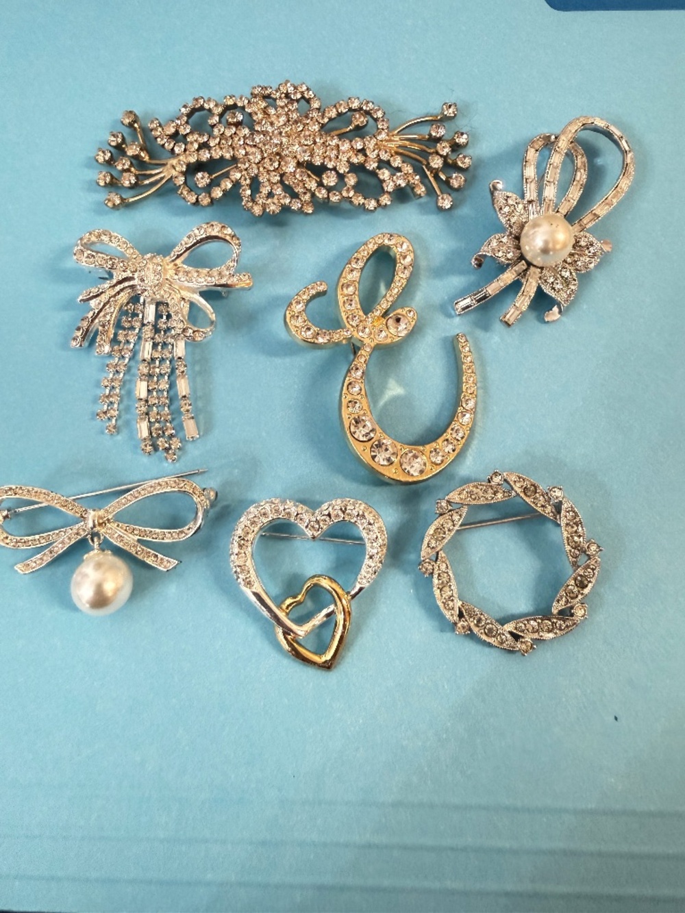 Rhinestone Brooch Bundle Bling Pins